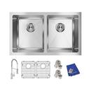Elkay Polished Satin 30-3/4 x 18-1/2 in. 1-Hole Stainless Steel Double Bowl Undermount Kitchen Sink 