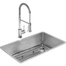 31-1/2 x 18-1/2 in. 1-Hole Stainless Steel Single Bowl Undermount Kitchen Sink in Polished Satin with Chrome