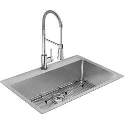 33 in. Dual Mount Stainless Steel Single Bowl Kitchen Sink in Polished Satin