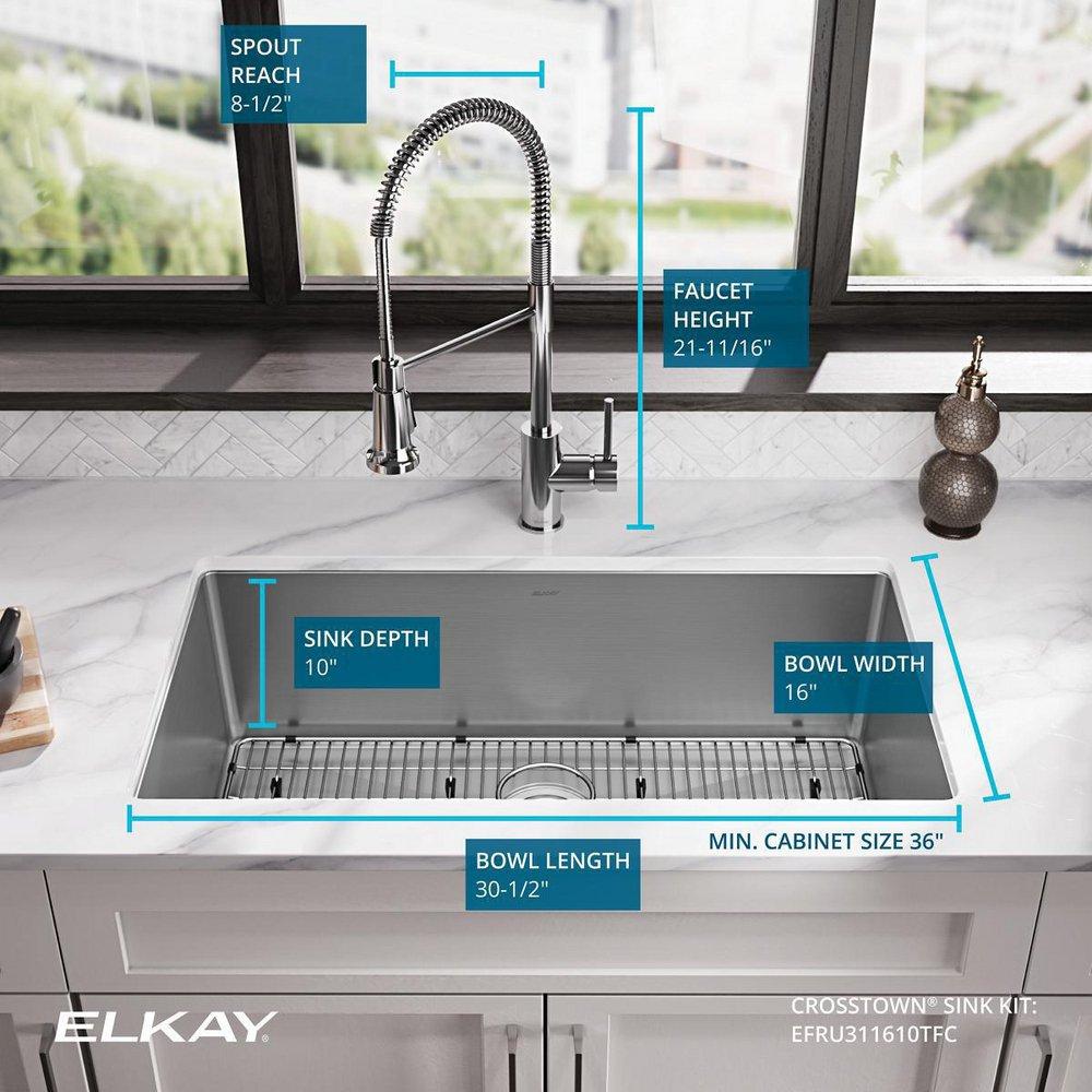 Elkay Polished Satin 32-1/2 x 18 in. 1-Hole Stainless Steel Single Bowl Undermount Kitchen Sink 