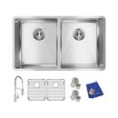 Elkay Polished Satin 31-1/2 x 18-1/2 in. 1-Hole Stainless Steel Double Bowl Undermount Kitchen Sink 