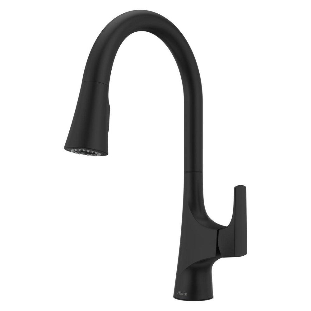 Pfister Matte Black Single Handle Pull Down Kitchen Faucet 