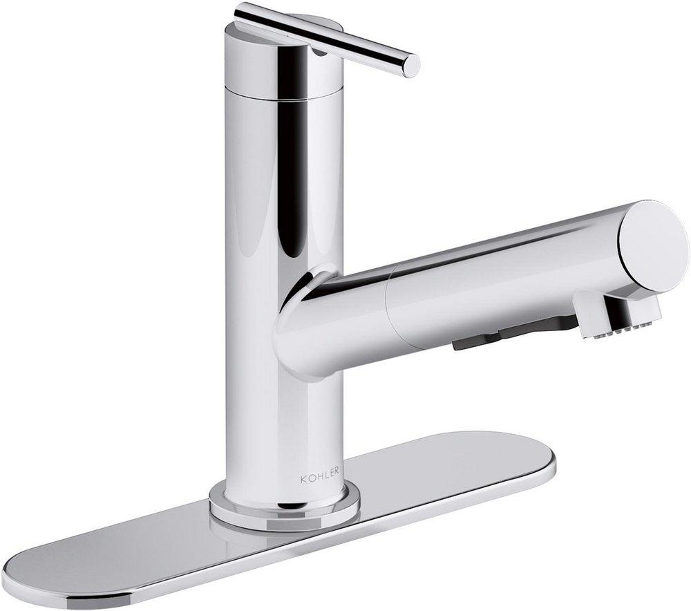 KOHLER Polished Chrome Single Handle Pull Out Kitchen Faucet 