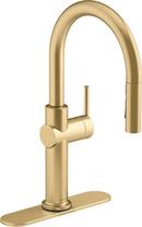 Single Handle Pull Down Kitchen Faucet in Vibrant® Brushed Moderne Brass