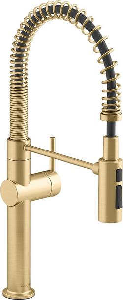 Single Handle Pull Down Kitchen Faucet in Vibrant&reg; Brushed Moderne Brass