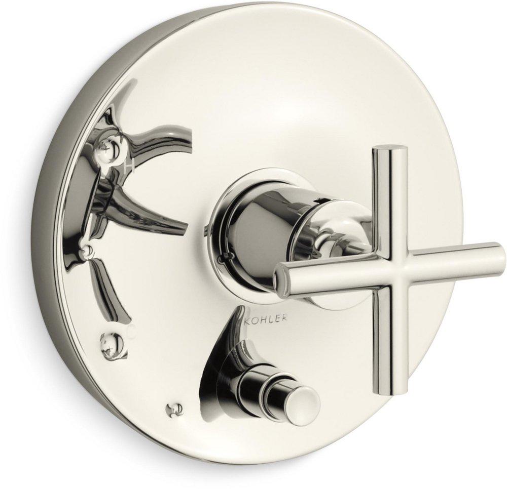 KOHLER Vibrant&reg; Polished Nickel Pressure Balancing Valve Trim with Single Cross Handle 