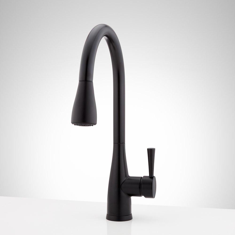 Signature Hardware Matte Black Pull Down Kitchen Faucet 