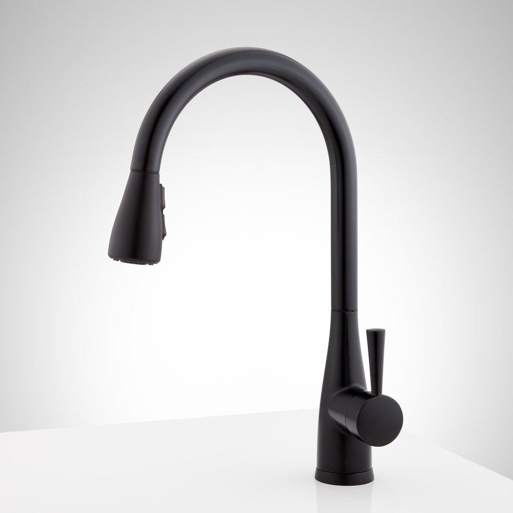 Signature Hardware Matte Black Pull Down Kitchen Faucet 