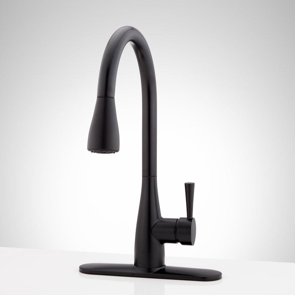 Signature Hardware Matte Black Pull Down Kitchen Faucet 