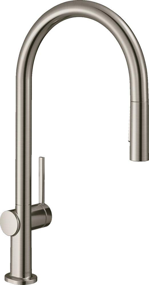 Hansgrohe Steel Optic Single Handle Pull Down Kitchen Faucet 