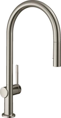 Single Handle Pull Down Kitchen Faucet in Steel Optic