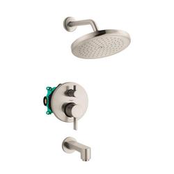Two Handle Single Function Lever Bathtub & Shower Faucet in Brushed Nickel