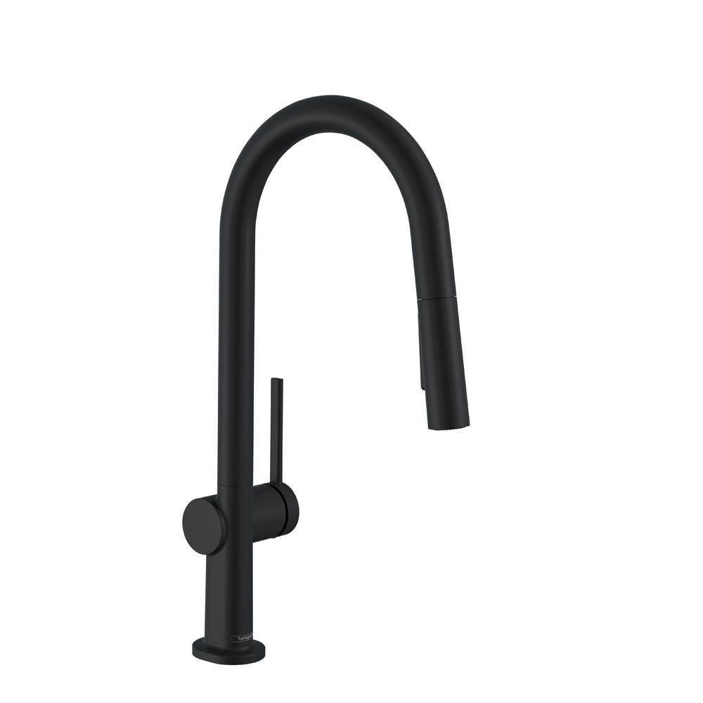 Single Handle Pull Down Kitchen Faucet in Matte Black 