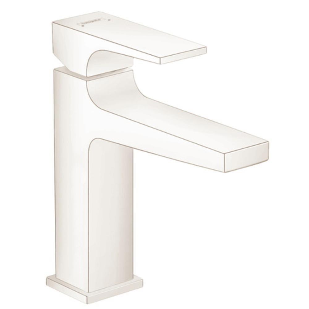 Single Handle Monoblock Bathroom Sink Faucet in Matte White 
