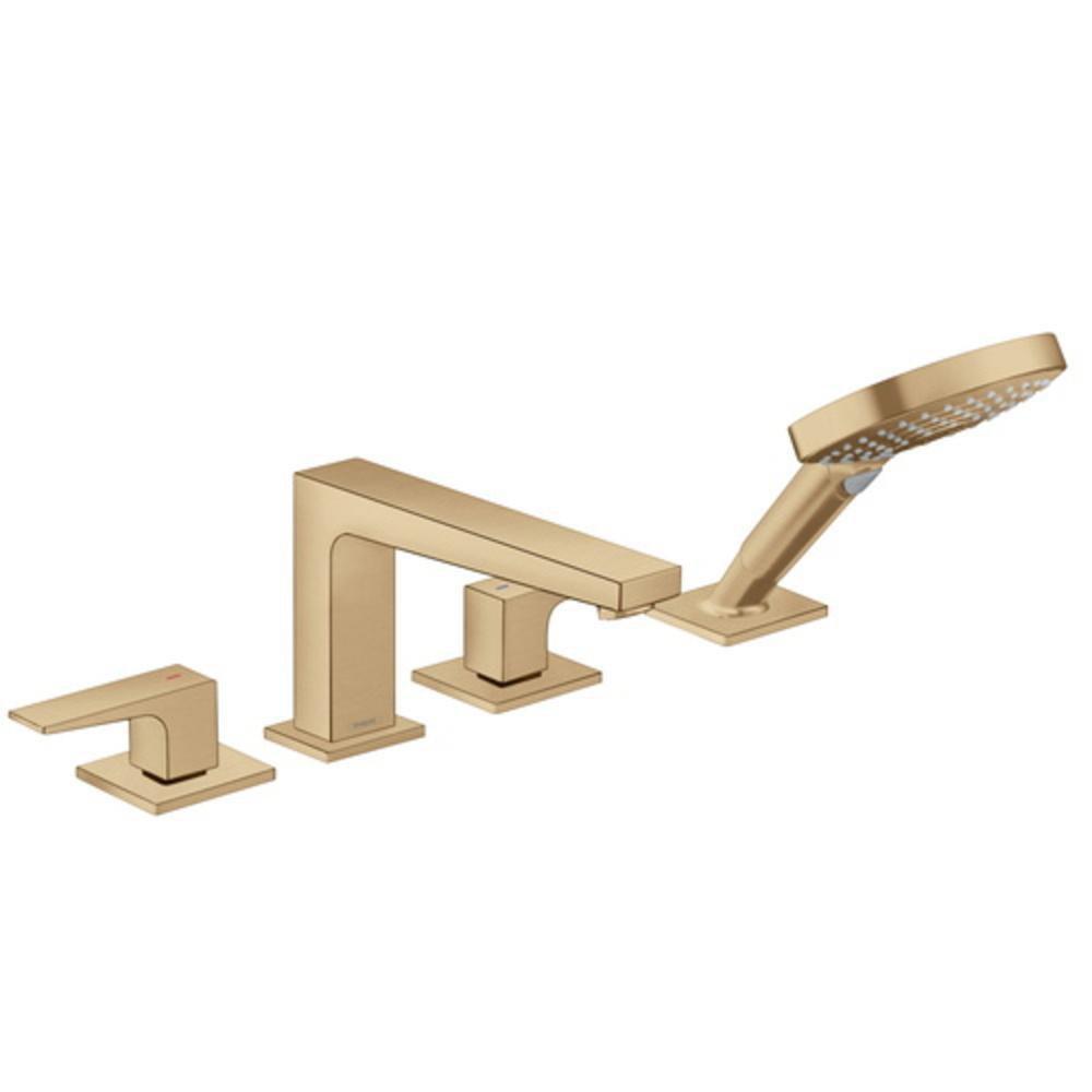METROPOL 4-HOLE ROMAN TUB SET TRIM WITH LEVER HANDLES AND 1.75 GPM HANDSHOWER IN BRUSHED BRONZE 