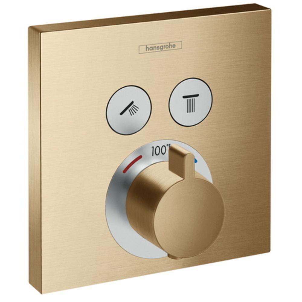 SHOWERSELECT THERMOSTATIC TRIM FOR 2 FUNCTIONS, SQUARE IN BRUSHED BRONZE 