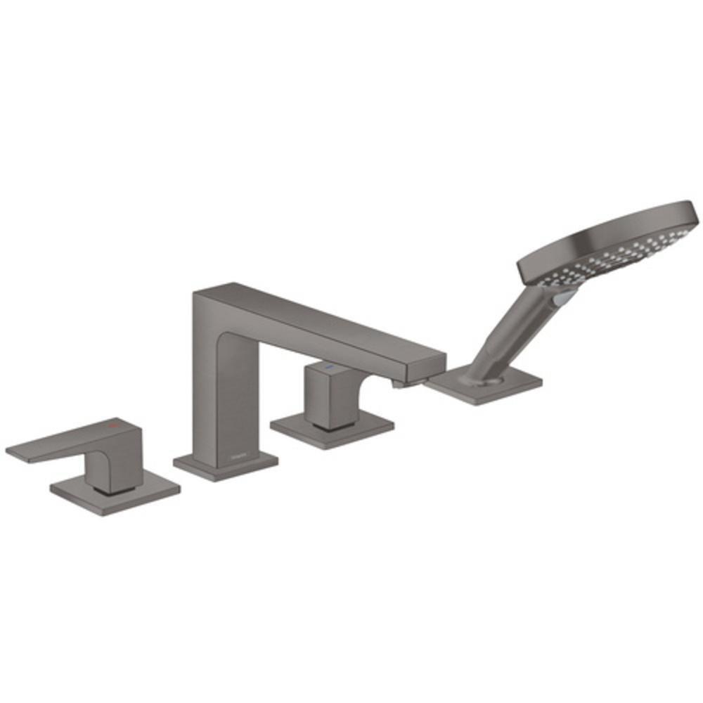 METROPOL 4-HOLE ROMAN TUB SET TRIM WITH LEVER HANDLES AND 1.75 GPM HANDSHOWER IN BRUSHED BLACK CHROME 