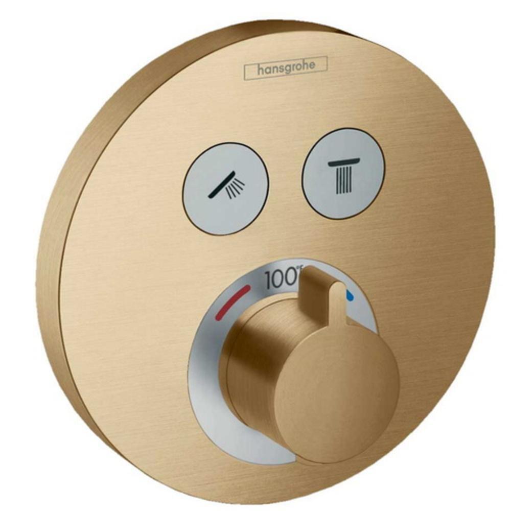 SHOWERSELECT S THERMOSTATIC TRIM FOR 2 FUNCTIONS, ROUND IN BRUSHED BRONZE 