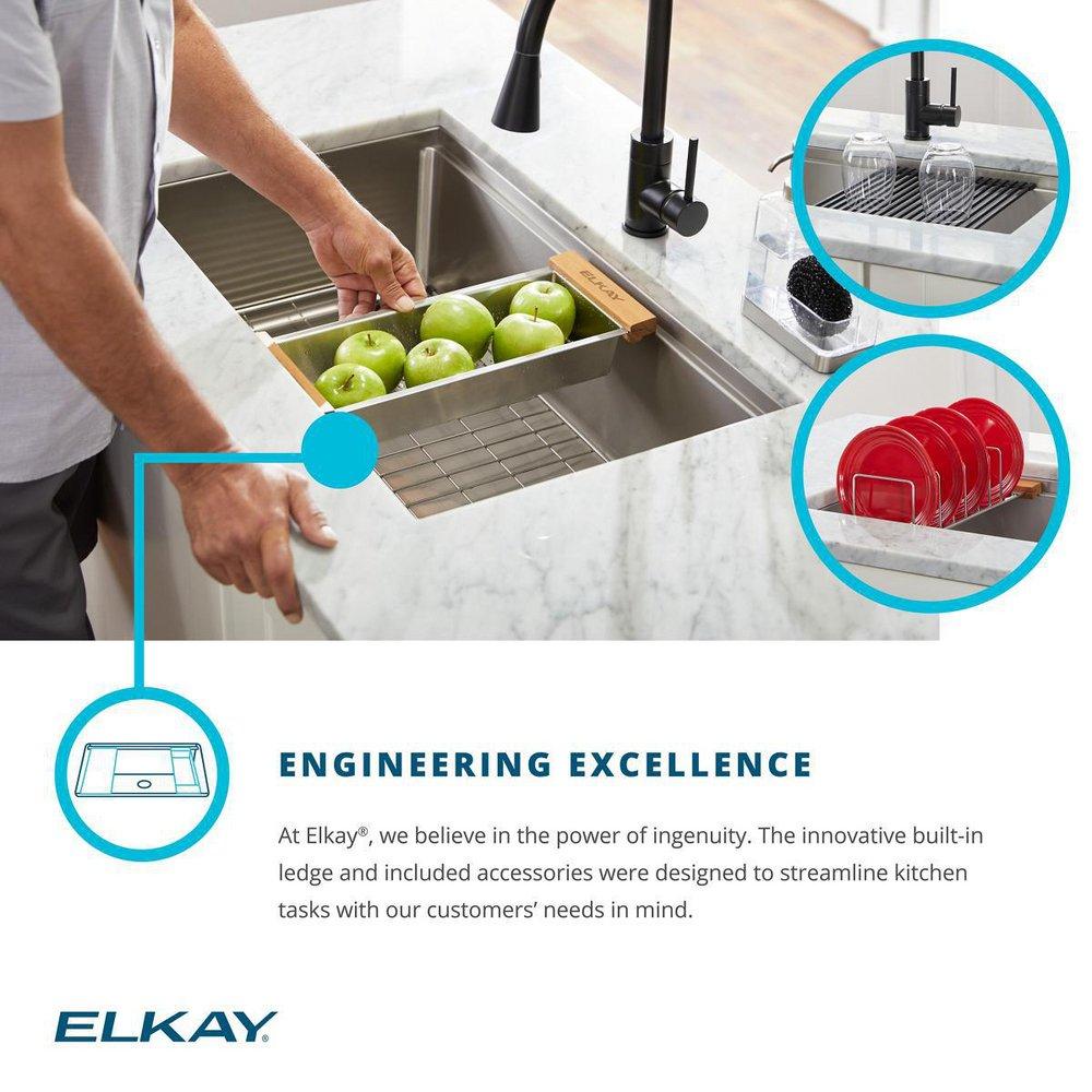 Elkay Polished Stainless Steel Drying Rack with Wood Handle 