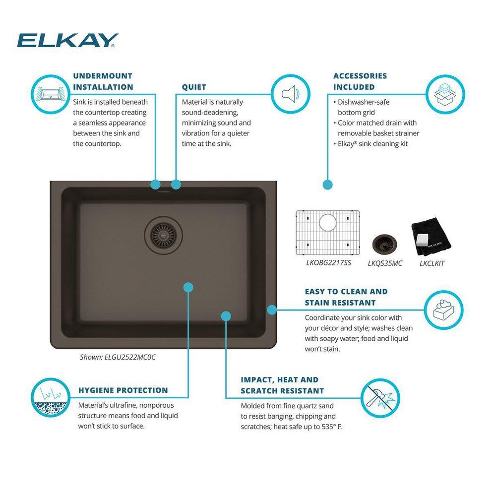 Elkay Mocha 24-5/8 x 18-1/2 in. Composite Single Bowl Undermount Kitchen Sink 