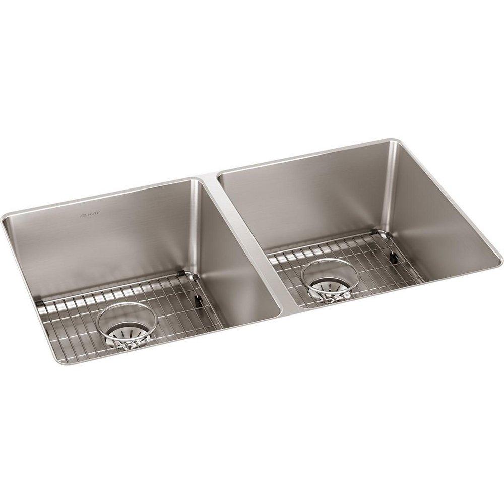 Elkay Luminous Satin 32-3/4 x 19-1/2 in. Stainless Steel Double Bowl Undermount Kitchen Sink 