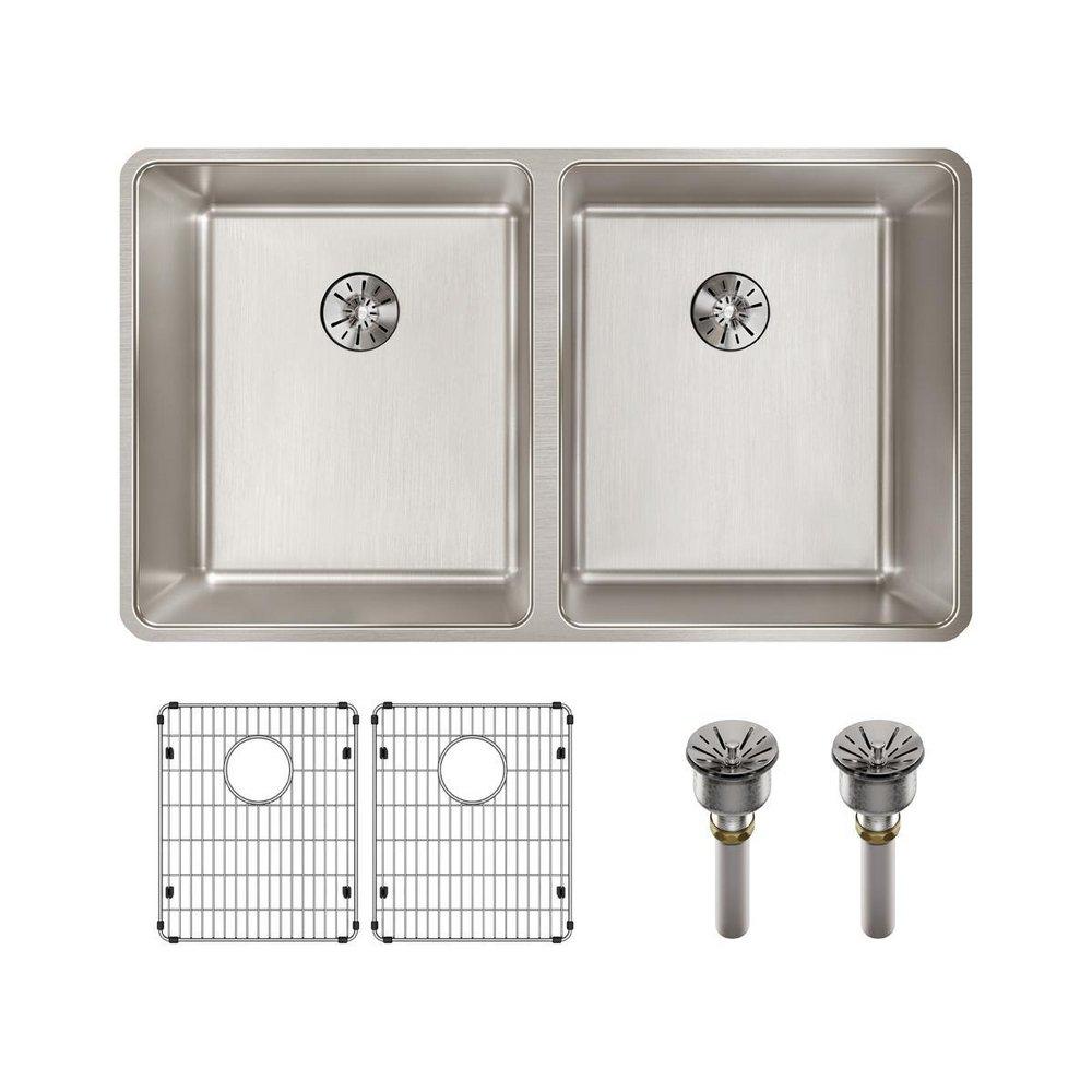 Elkay Luminous Satin 32-3/4 x 19-1/2 in. Stainless Steel Double Bowl Undermount Kitchen Sink 