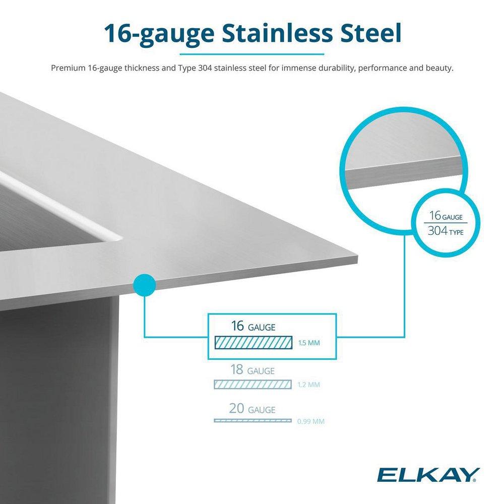 Elkay Polished Satin 35-7/8 x 20-1/4 in. Stainless Steel Single Bowl Farmhouse Kitchen Sink with Sound Dampening 