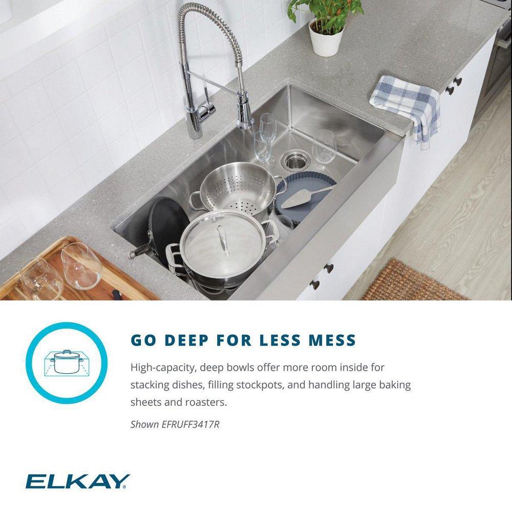 Elkay Polished Satin 35-7/8 x 20-1/4 in. Stainless Steel Single Bowl Farmhouse Kitchen Sink with Sound Dampening 