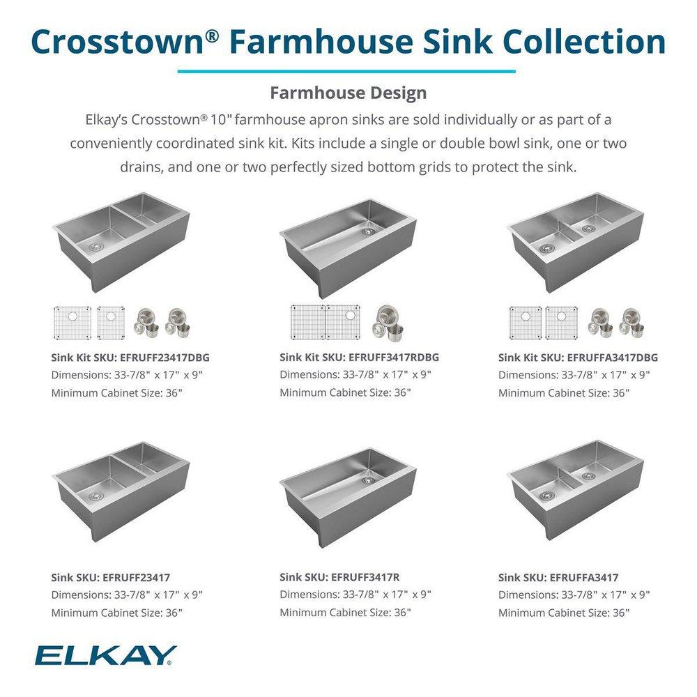 Elkay Polished Satin 35-7/8 x 20-1/4 in. Stainless Steel Single Bowl Farmhouse Kitchen Sink with Sound Dampening 