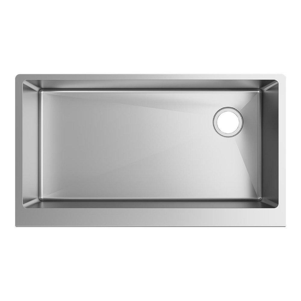 Elkay Polished Satin 35-7/8 x 20-1/4 in. Stainless Steel Single Bowl Farmhouse Kitchen Sink with Sound Dampening 