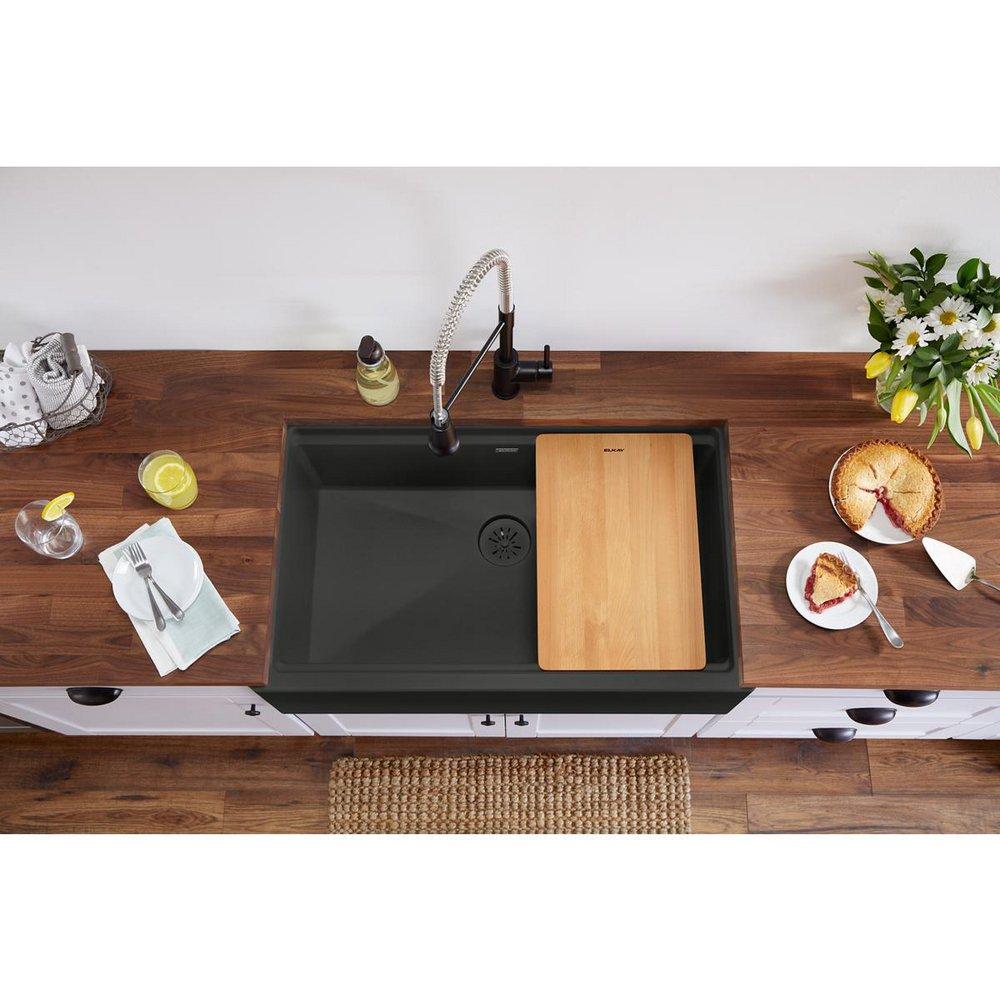 Elkay Charcoal 35-7/8 x 21-9/16 in. Composite Single Bowl Farmhouse Kitchen Sink 