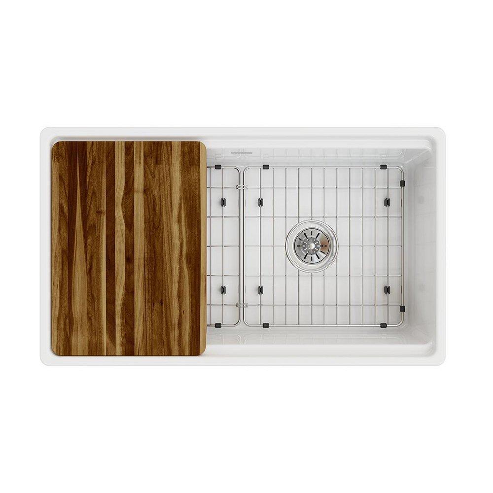 Elkay White 33 x 18-13/16 in. Fireclay Single Bowl Farmhouse Kitchen Sink 
