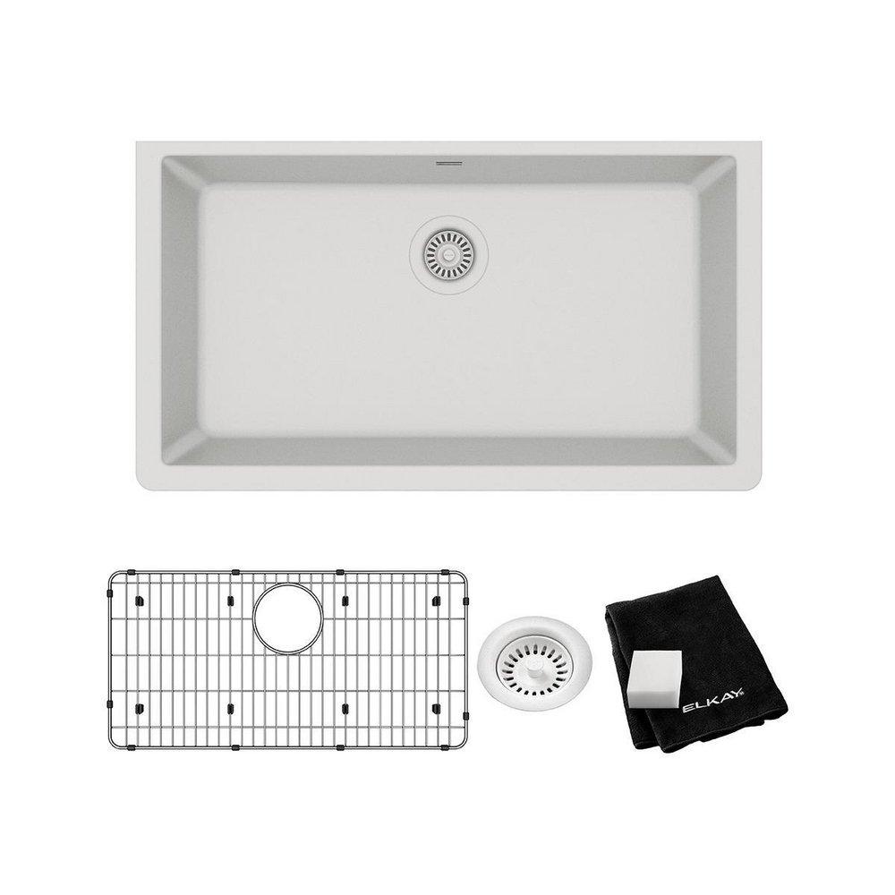 Elkay White 33 x 18-7/16 in. Composite Single Bowl Undermount Kitchen Sink 