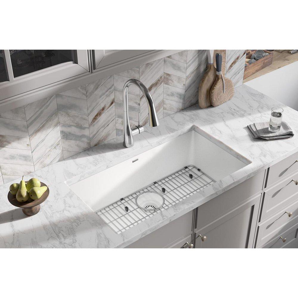 Elkay White 33 x 18-7/16 in. Composite Single Bowl Undermount Kitchen Sink 