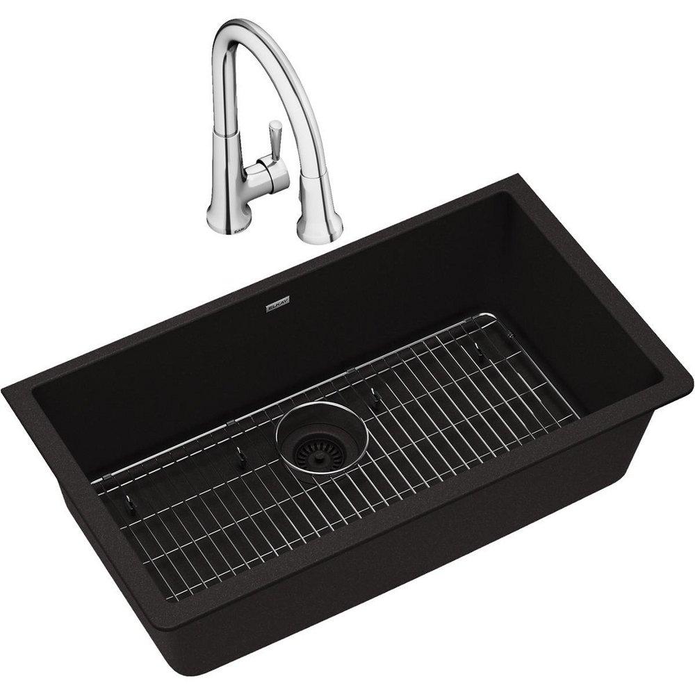 Elkay Black 33 x 18-7/16 in. Composite Single Bowl Undermount Kitchen Sink 