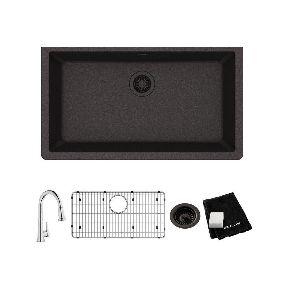 Elkay Black 33 x 18-7/16 in. Composite Single Bowl Undermount Kitchen Sink 