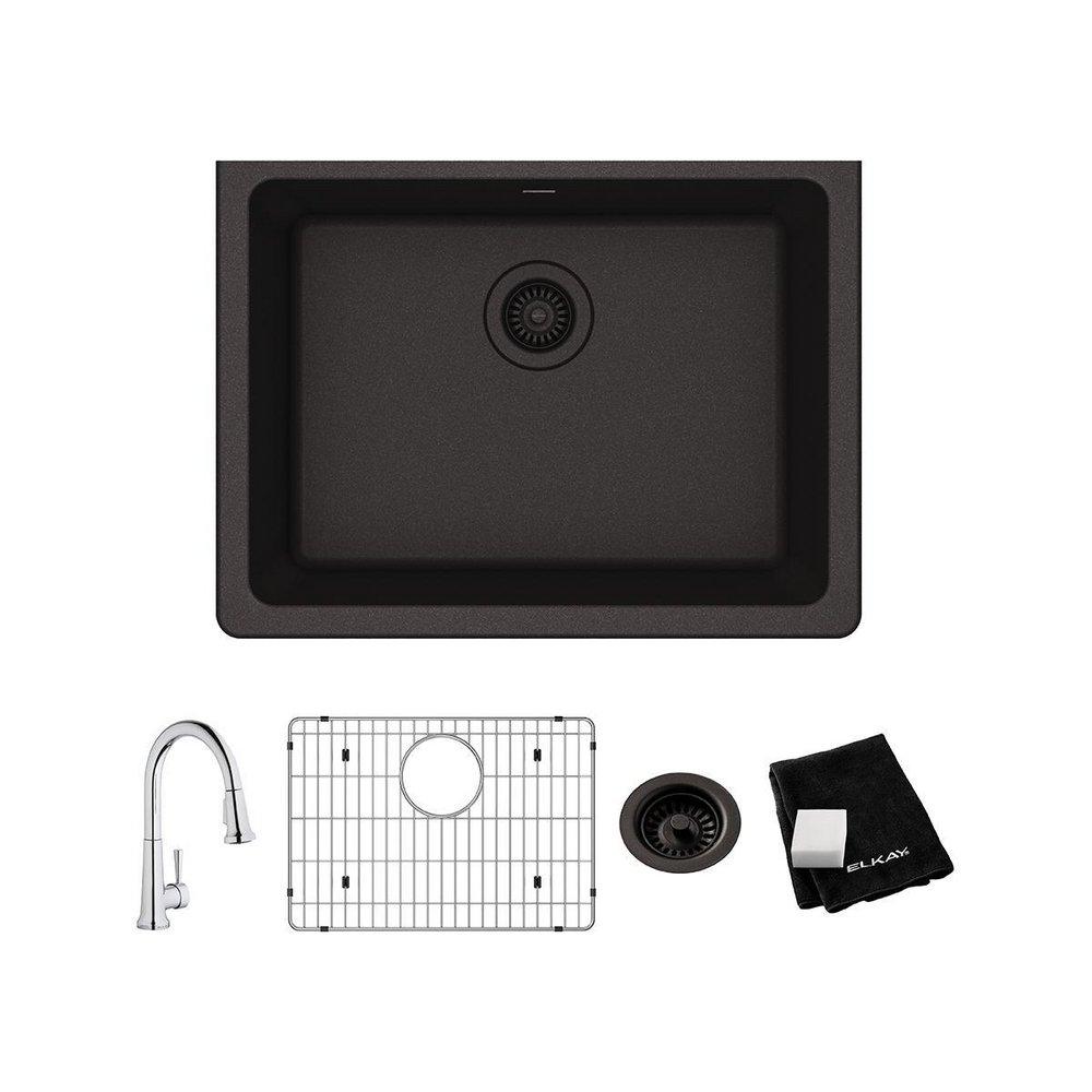 Elkay Black 24-5/8 x 18-1/2 in. Composite Single Bowl Undermount Kitchen Sink 