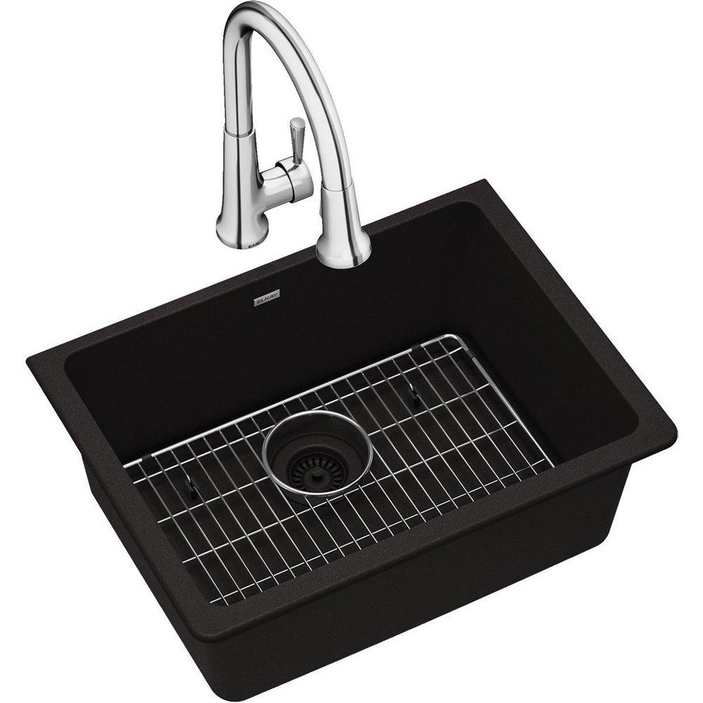 Elkay Black 24-5/8 x 18-1/2 in. Composite Single Bowl Undermount Kitchen Sink 