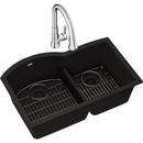 33 x 22 in. 1-Hole Composite Double Bowl Undermount Kitchen Sink in Black