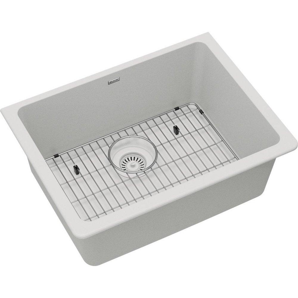 Elkay White 24-5/8 x 18-1/2 in. Composite Single Bowl Undermount Kitchen Sink 