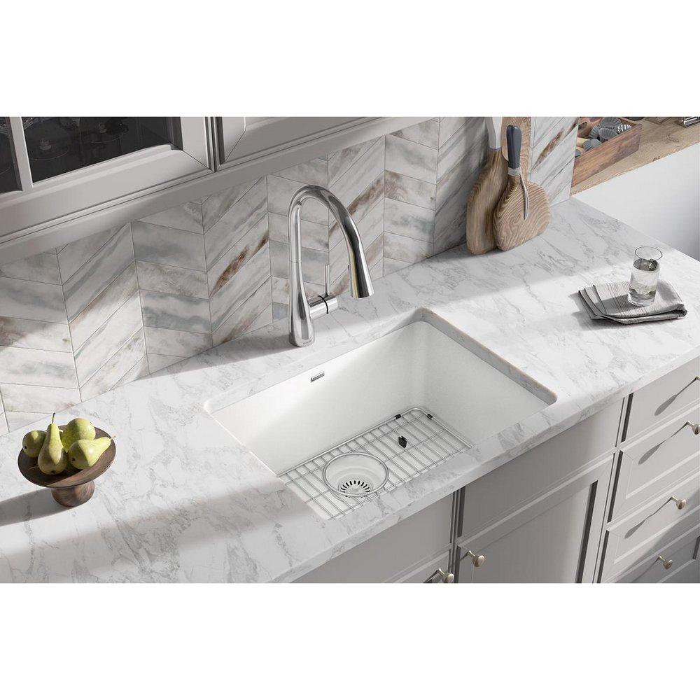 Elkay White 24-5/8 x 18-1/2 in. Composite Single Bowl Undermount Kitchen Sink 