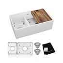 Elkay White 33 x 19-15/16 in. Fireclay Double Bowl Farmhouse Kitchen Sink 