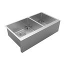 35-7/8 x 20-1/4 in. Stainless Steel Double Bowl Farmhouse Kitchen Sink with Sound Dampening - Includes Bottom Grids and Strainer Drains in Polished Satin