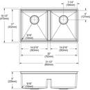 Elkay Polished Satin 31-1/2 x 18-1/2 in. No-Hole Stainless Steel Double Bowl Undermount Kitchen Sink 