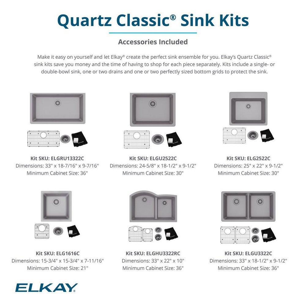 Elkay Black 33 x 18-7/16 in. Composite Single Bowl Undermount Kitchen Sink 