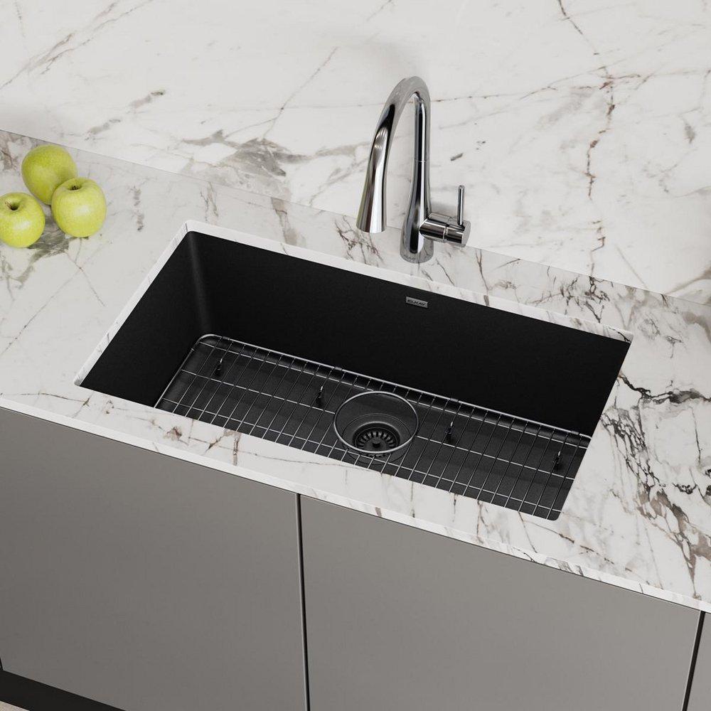 Elkay Black 33 x 18-7/16 in. Composite Single Bowl Undermount Kitchen Sink 