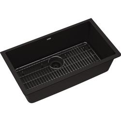 33 in. Undermount Composite Single Bowl Kitchen Sink in Black