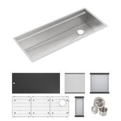45-1/2 in. Undermount Stainless Steel Single Bowl Kitchen Sink in Lustrous Satin