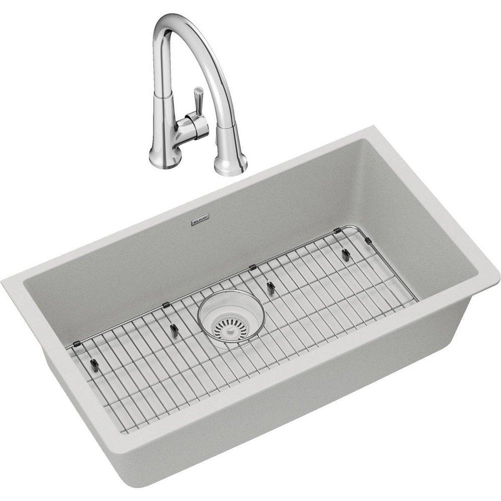 Elkay White 33 x 18-7/16 in. Composite Single Bowl Undermount Kitchen Sink 