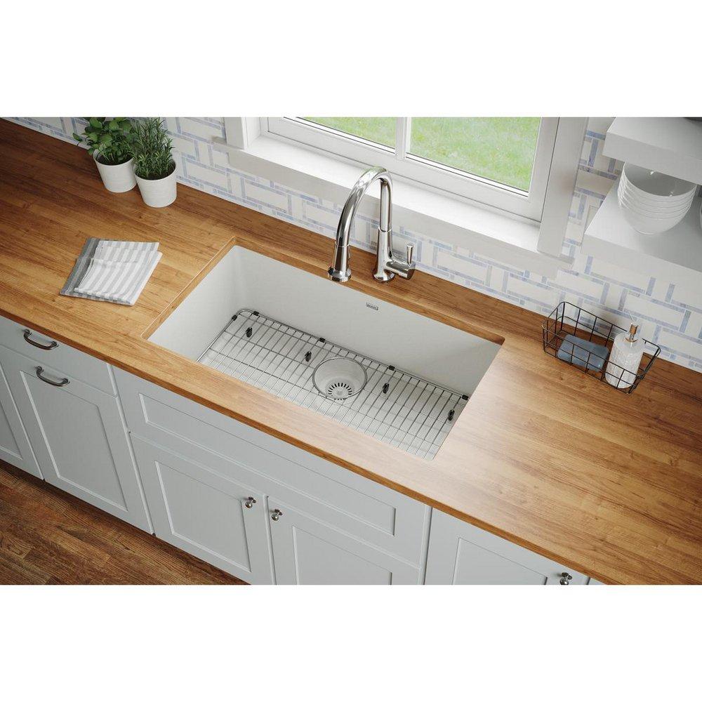 Elkay White 33 x 18-7/16 in. Composite Single Bowl Undermount Kitchen Sink 
